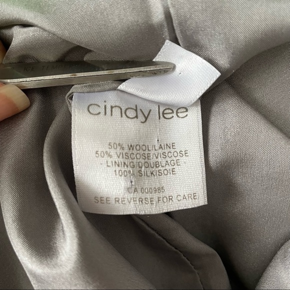 CINDY Lee Gray Wool Silk Lined Cuffed 3/4 Sleeved Mini Dress Tunic Top - 6/S - Picture 7 of 10